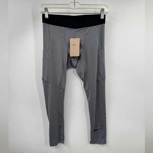 Nike Pro Men's Dri-FIT 3/4 Length Fitness Tights Grey Small Compression Training - Picture 4 of 9